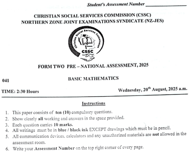 Cssc (Northern Zone) – Solved Exams | Pre-Necta Form Two 2025 – Download Exams with Answers