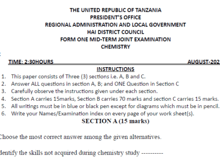 Hai Solved Exams | Midterm | Form One 2025 | Download Exams with Answers