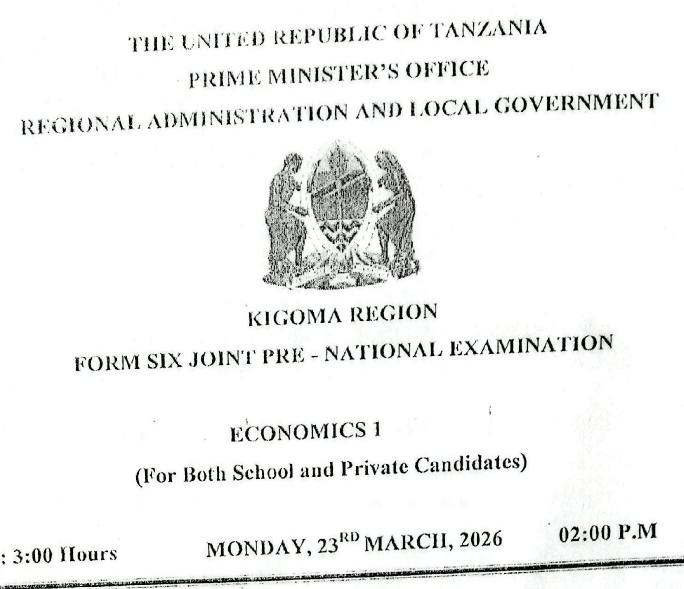 Kigoma – Form Six | Pre-Necta Exams 2026 | Download All Subjects