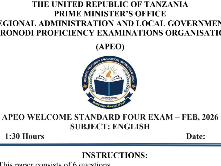Apeo – Standard Four Exams | February 2026 – Download All Subjects