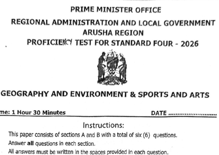 Arusha – Standard Four | Proficiency Exams – February 2026 – Download All Subjects
