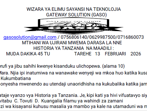 Gaso – Standard Four Exams | February 2026 – Download All Subjects