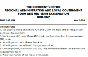 Isese Exams – Form One | Midterm 2026 – Download All Subjects