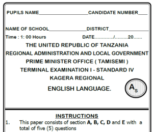 Kagera – Mitihani ya Darasa la Nne | Muhula wa Kwanza 2026 – Download All Subjects