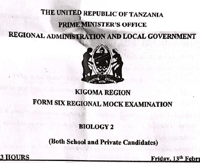 Kigoma – Form Six | Mock Exams 2026 | Download All Subjects