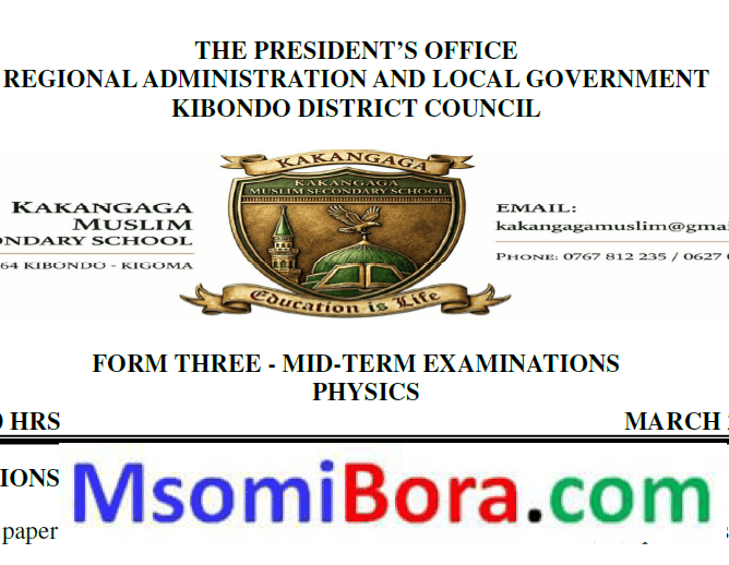 Kakangaga Exams – Form Three | Midterm – March 2026 – Download All Subjects