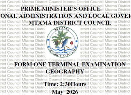 Mtama Exams – Form One | Terminal 2026 | Download All Subjects