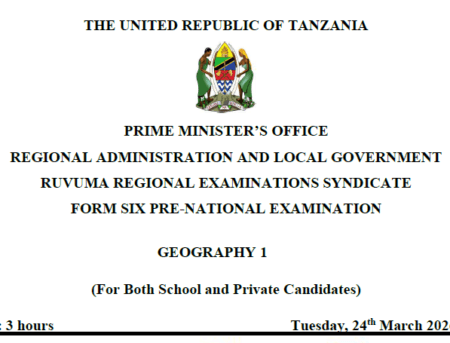 Ruvuma – Form Six | Pre-Necta Exams 2026 | Download All Subjects