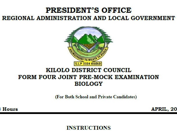 Kilolo – Form Four | Pre-Mock Exams 2025 | Download All Subjects