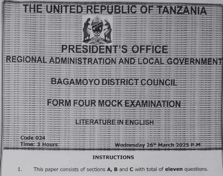 Bagamoyo – Form Four | Mock Exams 2025 | Download All Subjects