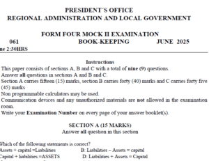 Dodoma – Form Four | Mock Exams – June 2025 | Download All Subjects