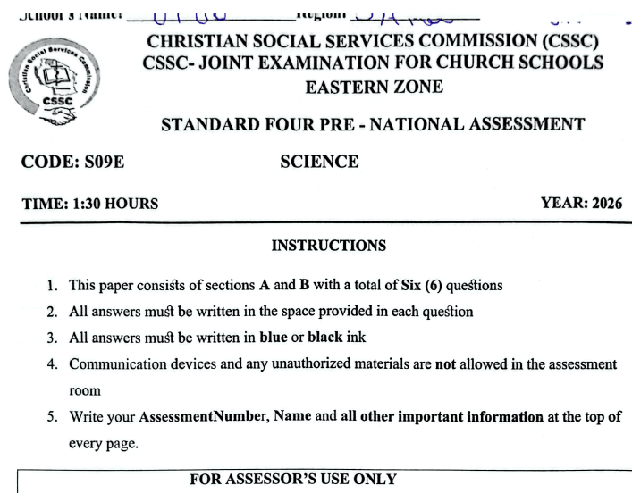 Cssc – Eastern Zone | Standard Four | Pre-Necta 2026 – Download All Subjects