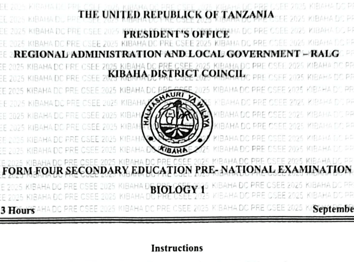 Kibaha – Form Four | Pre-Necta Exams 2025 | Download All Subjects