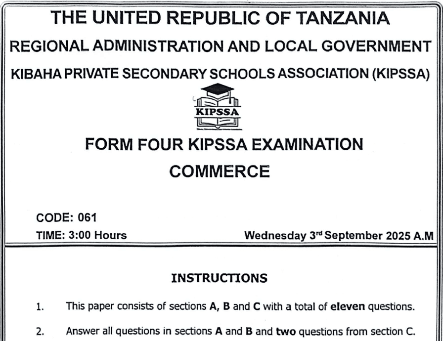 Kibaha (Kipssa) – Form Four | Pre-Necta Exams 2025 | Download All Subjects