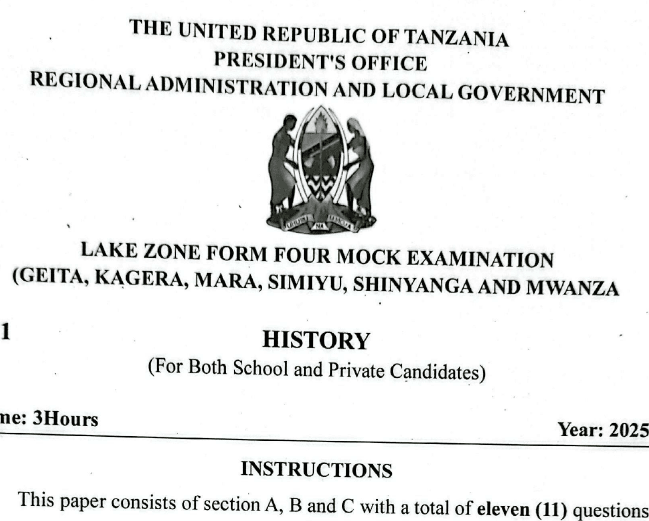 Lake Zone – Form Four | Mock Exams 2025 | Download All Subjects