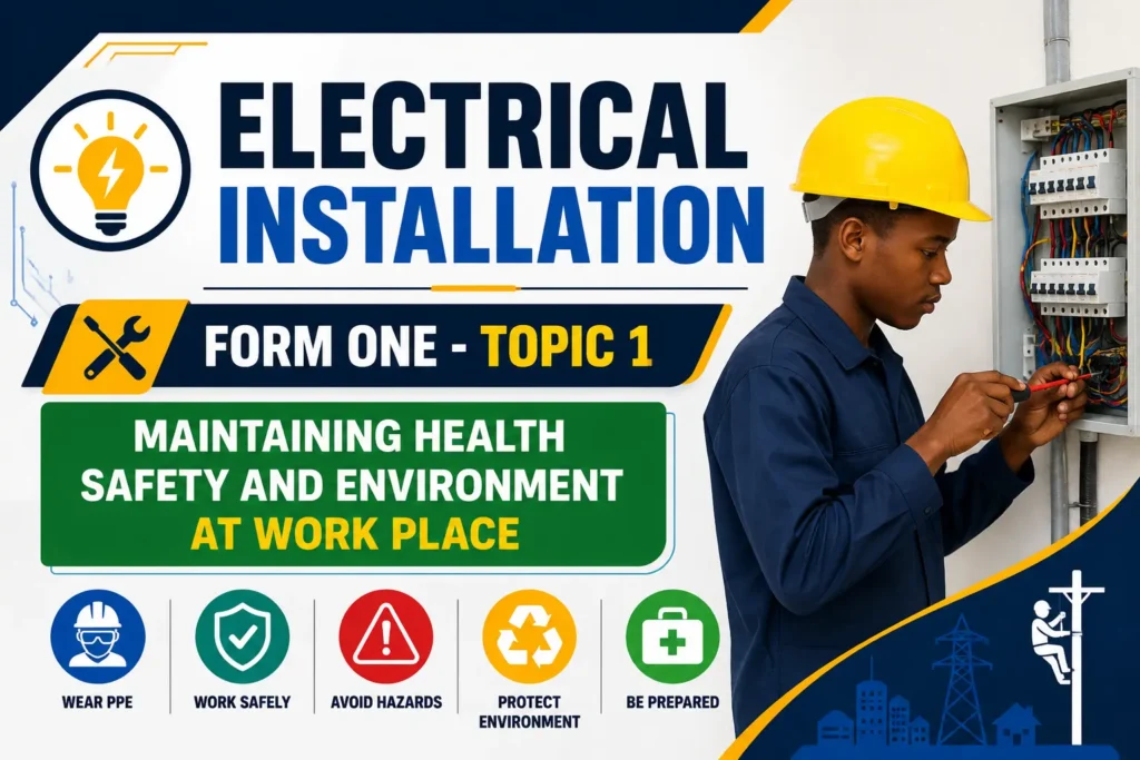 Electrical Installation | Form One – TOPIC 1 | Maintaining Health Safety and Environment At Work Place
