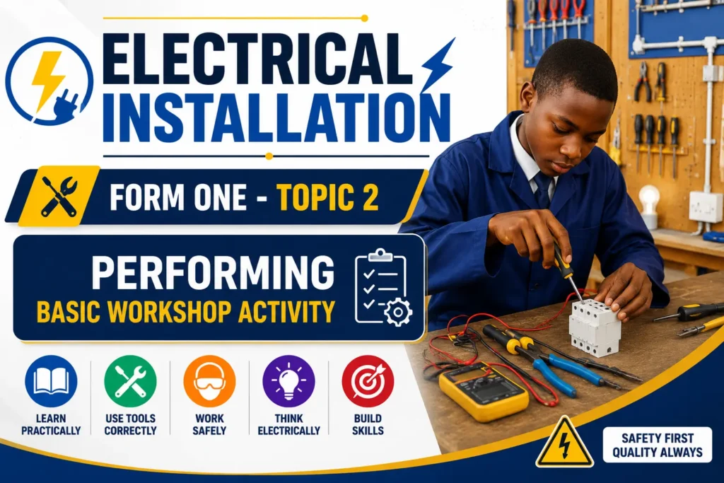 Electrical Installation | Form One – TOPIC 2 | Performing Basic Workshop Activity