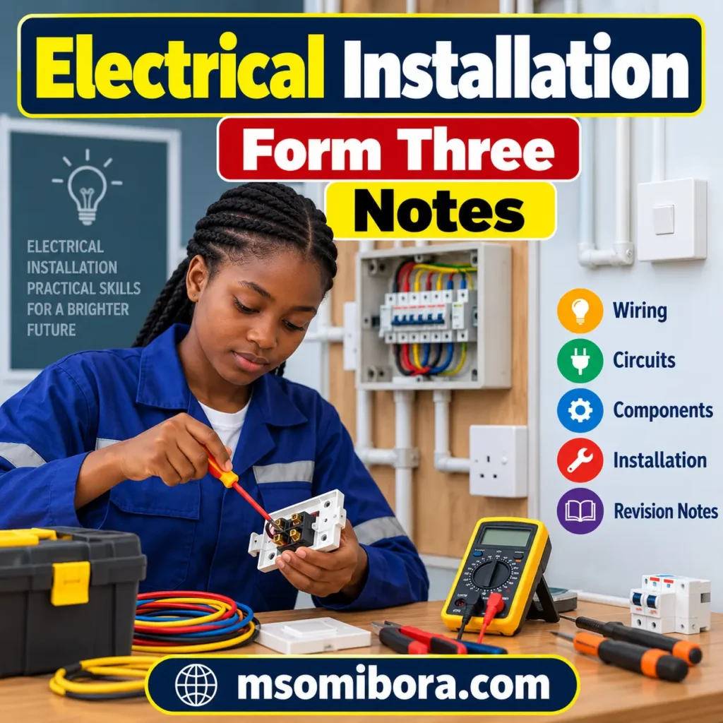 Electrical Installation for Form Three | All Topics | Full Notes